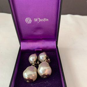 VINTAGE ST. JUSTIN CLIPON EARRINGS CLIP ON PEARLS
